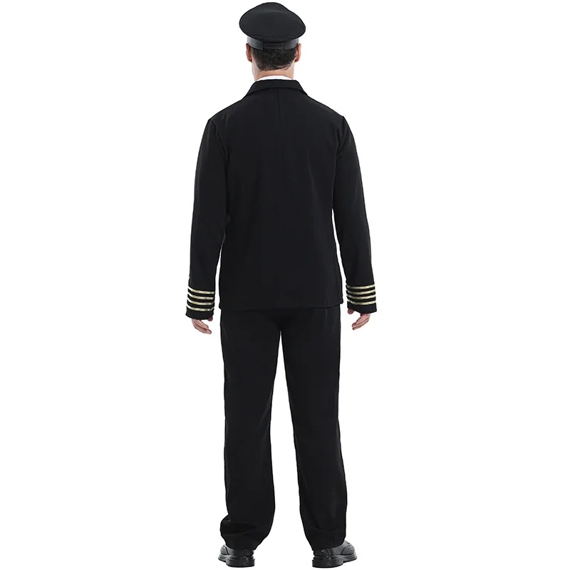 ชุดคอสตูมกัปตันเครื่องบินสำหรับผู้ใหญ่ ชุดแสดงบนเวที ชุดแฟนซีสไตล์ชาติพันธุ์ ชุดการแสดงบนเวทีสำหรับผู้ชาย
