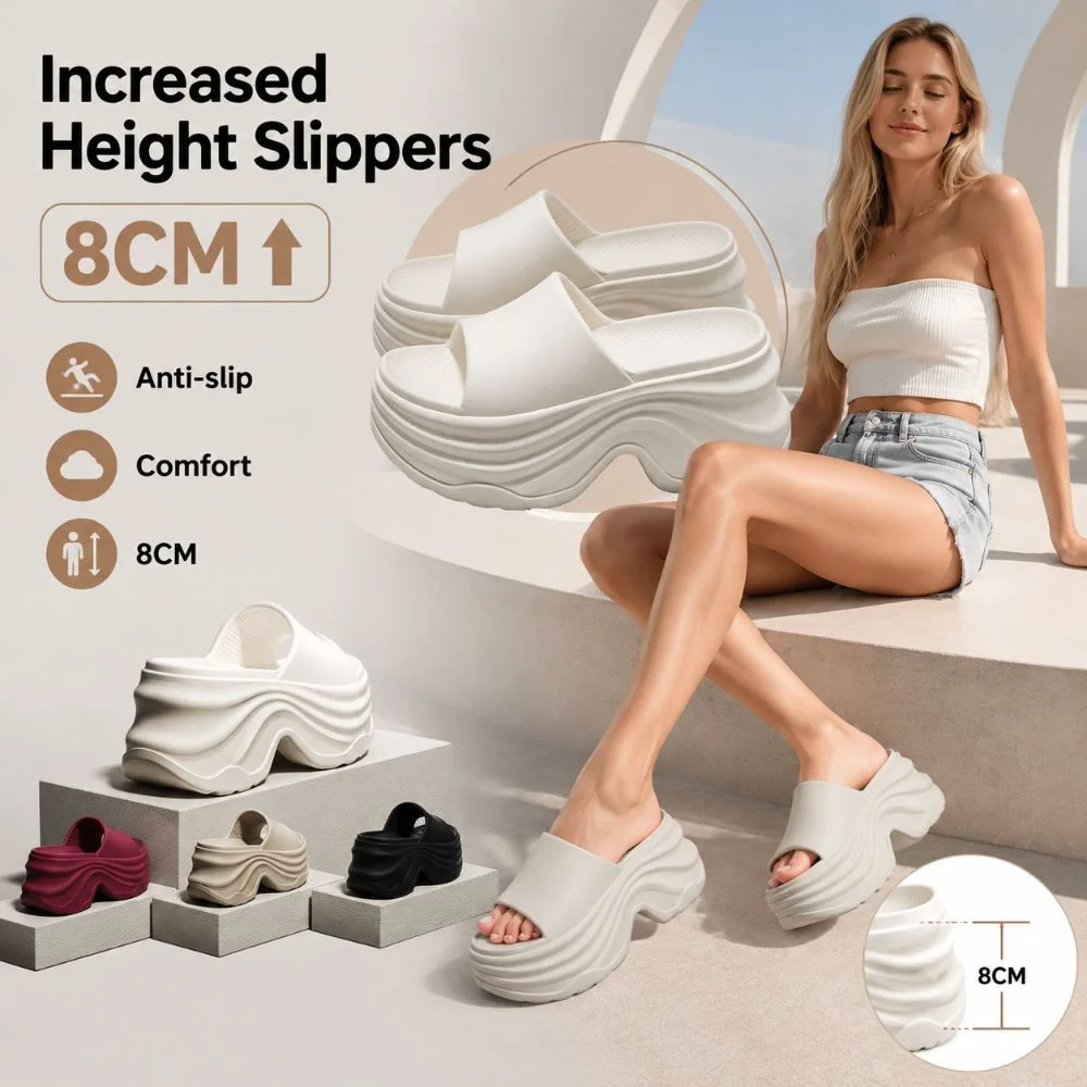 Erhöhte Absatzhöhe Dicke Sohle Anti-Rutsch-Slipper für Damen mit 10 cm Absatz, geruchshemmend, aus EVA – Coole Slipper – Detail 11