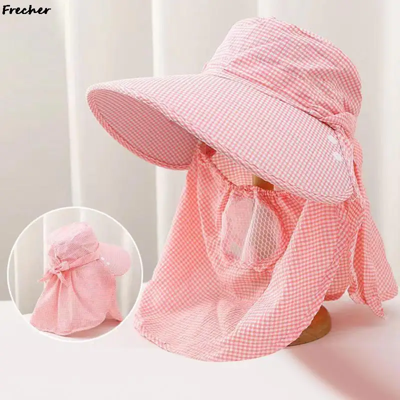 Women Face Cover Sun Hat Wide Brim Garden Work Hats Sun Protection Climbing Hiking Hat Fishing Visors Caps Detachable Sunhat