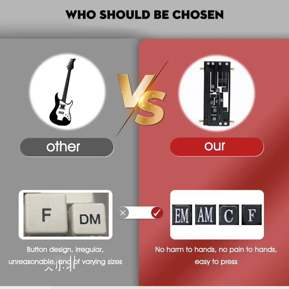 Prensador de acordes de guitarra, entrenador de acordes de guitarra, ayudante de acordes de guitarra, herramientas de aprendizaje de acordes de