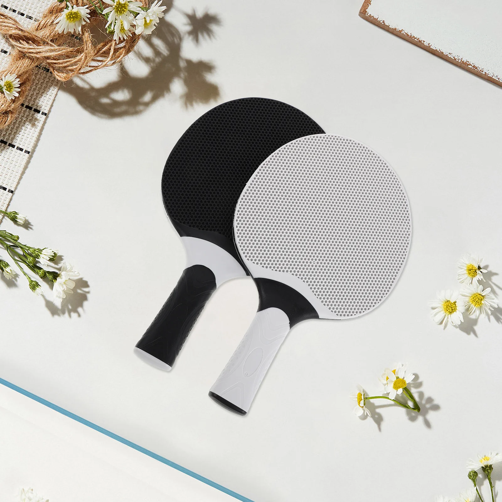 

2Pcs Waterproof Washable Table Tennis Bats - Balanced Weight Double Sided Rubber Paddles for Professional Training and