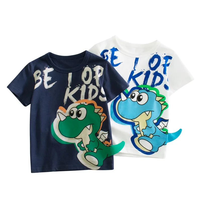 2-9 Years Baby Boys Summer Cotton T-shirt Sleeveless Cool Tops New Baby Boys Kids Clothes Cartoon Dinosaur Tees