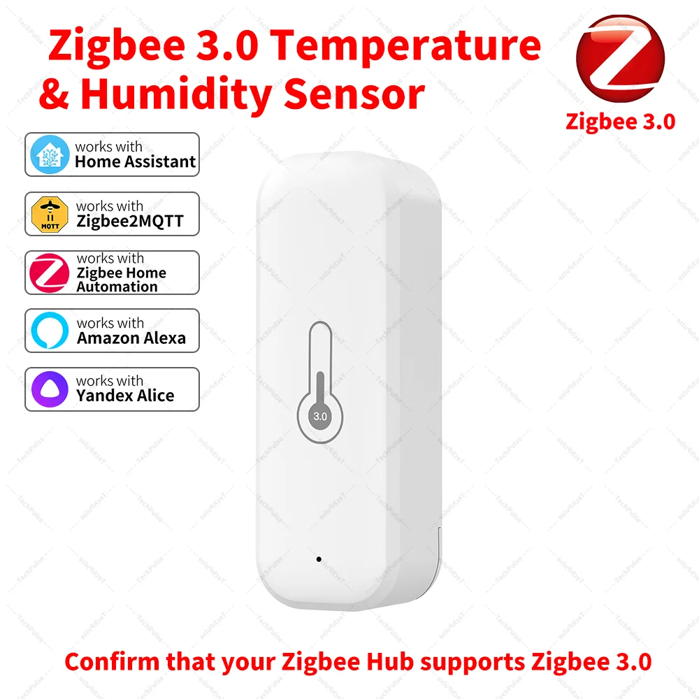 Zigbee 3.0 Temperature Humidity Sensor UZ-103T Zigbee Hub Required workwith HA Home Assistant Alexa Yandex ZHA Zigbee2MQTT