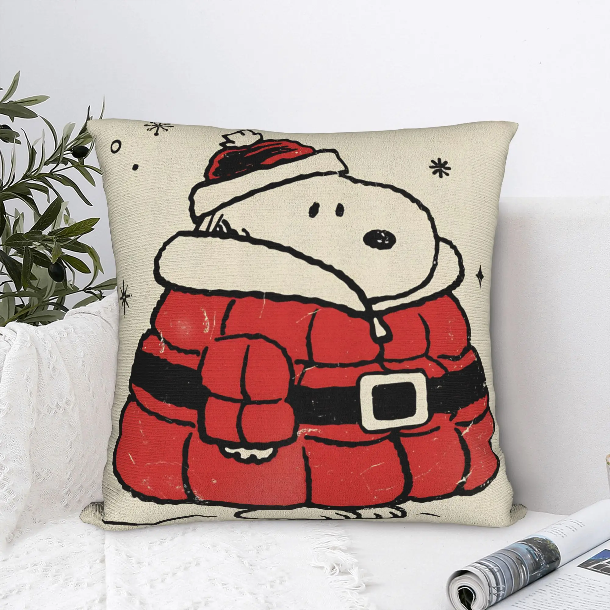 S-Snoopys Xmas Christmas Kawaii Santa Square Pillow Case  Cushion Covers Custom Decor Throw Pillow Case Cover for Home 18