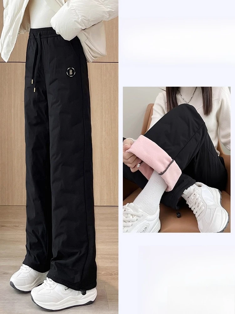 أسفل السراويل النسائية ملابس الشتاء 2025 جديد الباردة والدافئة كبيرة الحجم السراويل النساء Pantalones Mujer بنطلون النساء