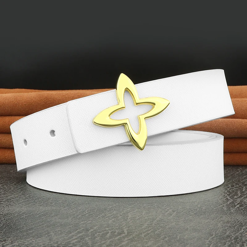 Casual white narrow 2.9cm belts men gold slide buckle cowhide genuine leather young boys ceinture homme