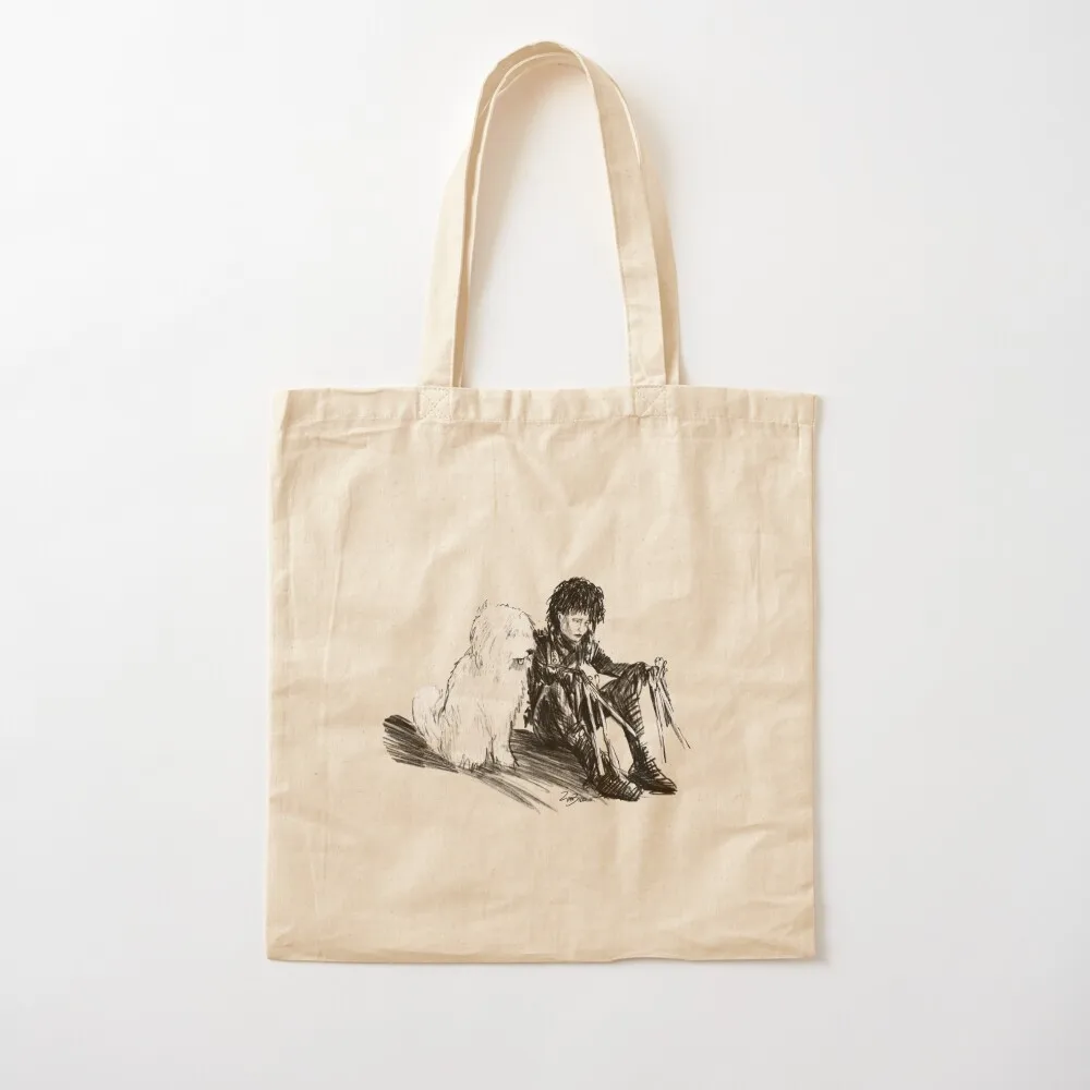 

Edward Scissorhands and dog. Tote Bag reusable shopping bag university shopper bag Canvas Tote