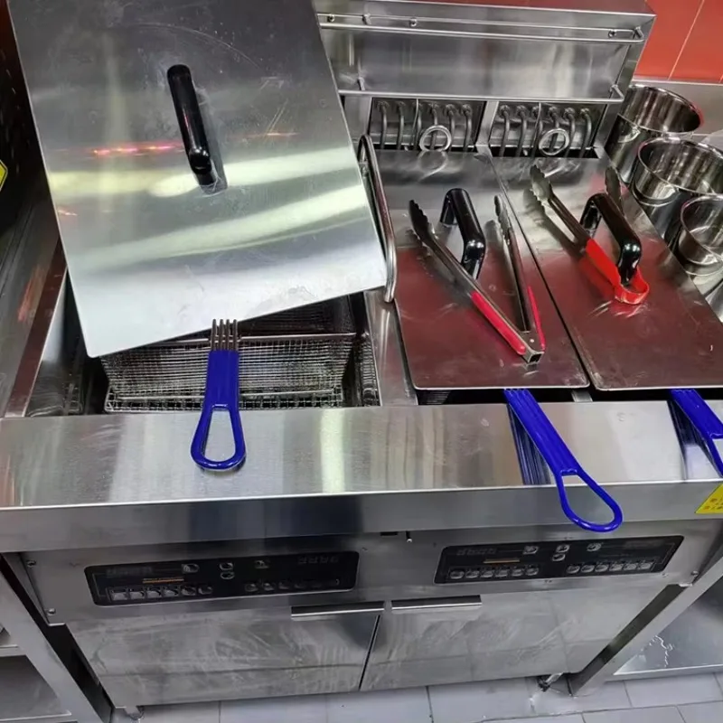 

Профессиональное кухонное оборудование, фритюрница с тремя резервуарами, отдельно стоящая коммерческая фритюрница для кухни ресторана и отеля