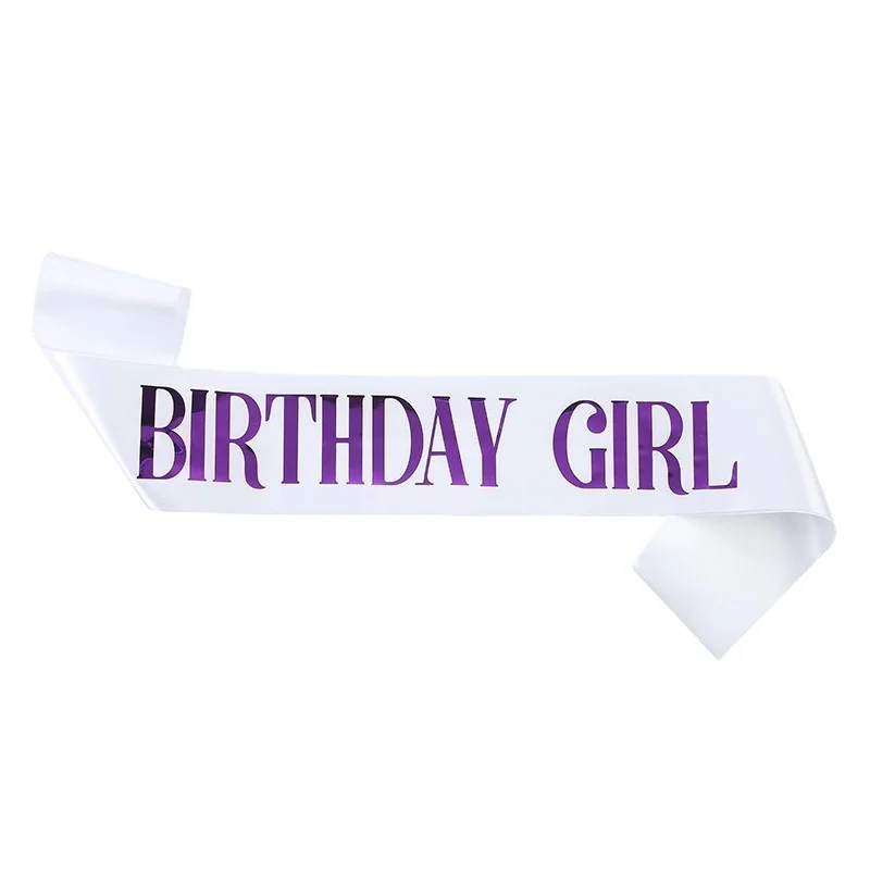 New Style Birthday Party Supplies Fashionable Satin Straps Etiquette Belt BIRTHDAY QUEEN Girls Birthday Bronzing Letter Belt