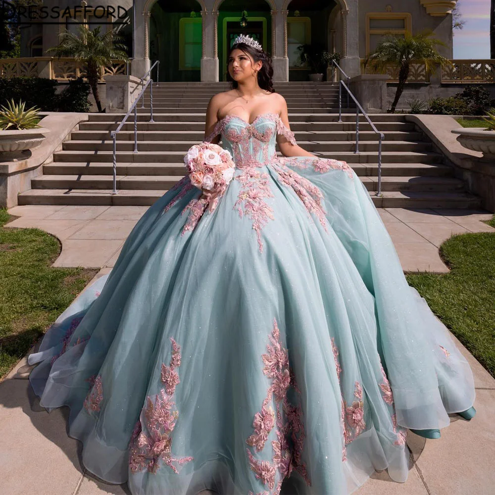 Elegant Ball Gown Quinceanera Dress 2024 Off Shoulder Sweet 15 16 Birthday Party Prom Formal Occasion Vestidos De XV Años