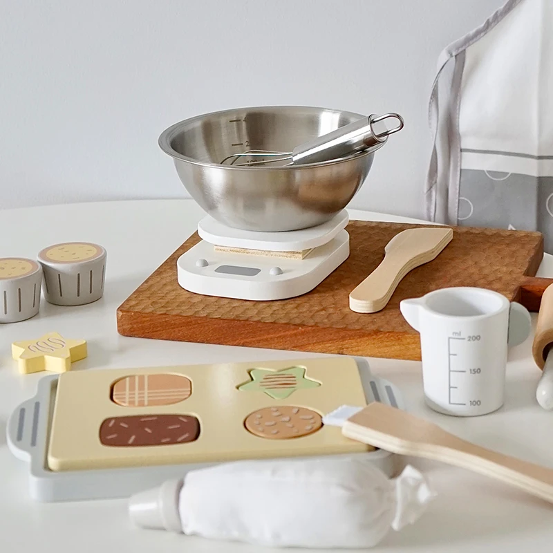 木製ごっこ遊びキッチンおもちゃモンテッソーリ調理おもちゃロールプレイキッチンアクセサリー教育玩具子供のための家の学習