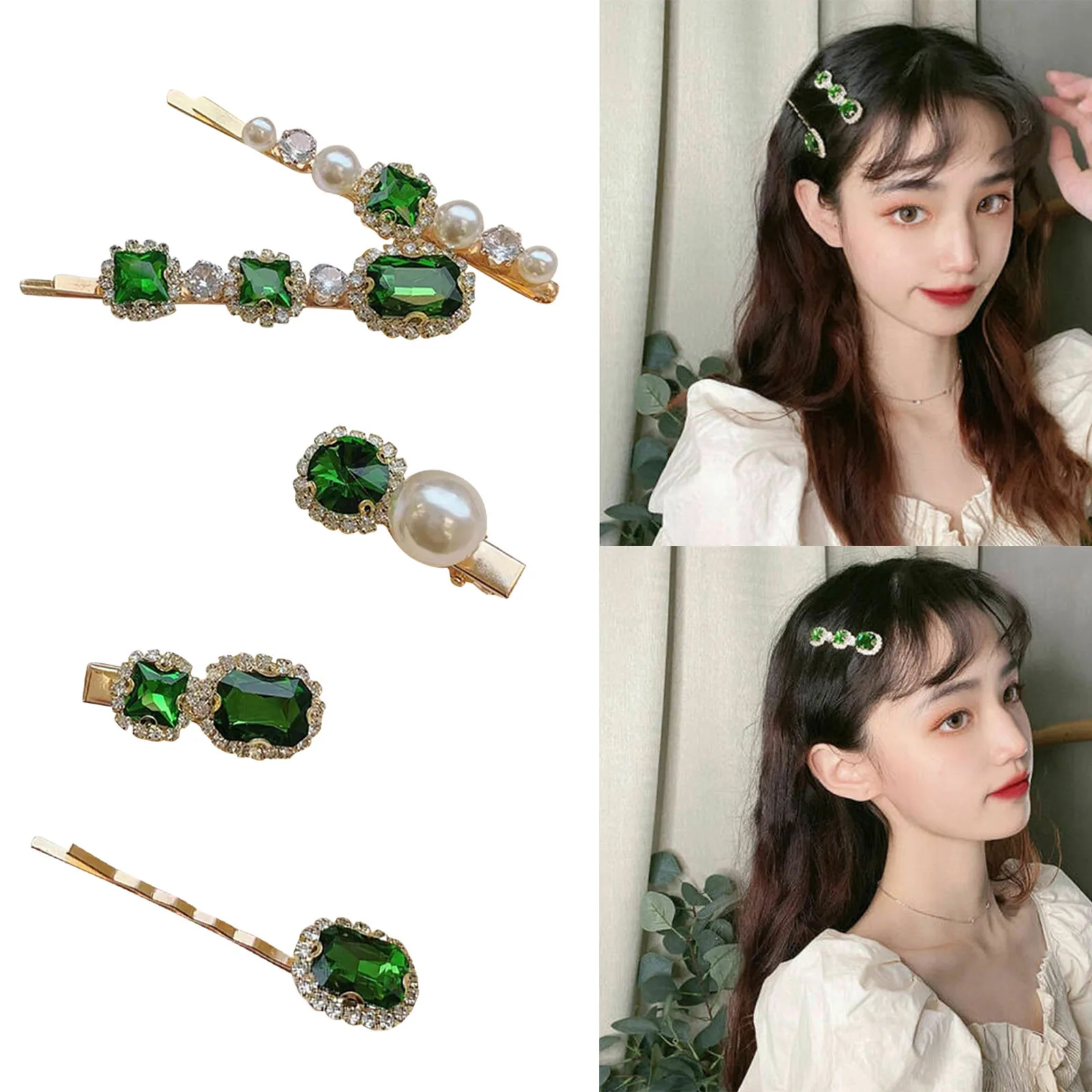 5PCS Korean Fashion Flower Opal Pearl Hairpins Gifts Women Girls Hair Clips Barrettes Accessories Hairclip Hairgrips Headdress