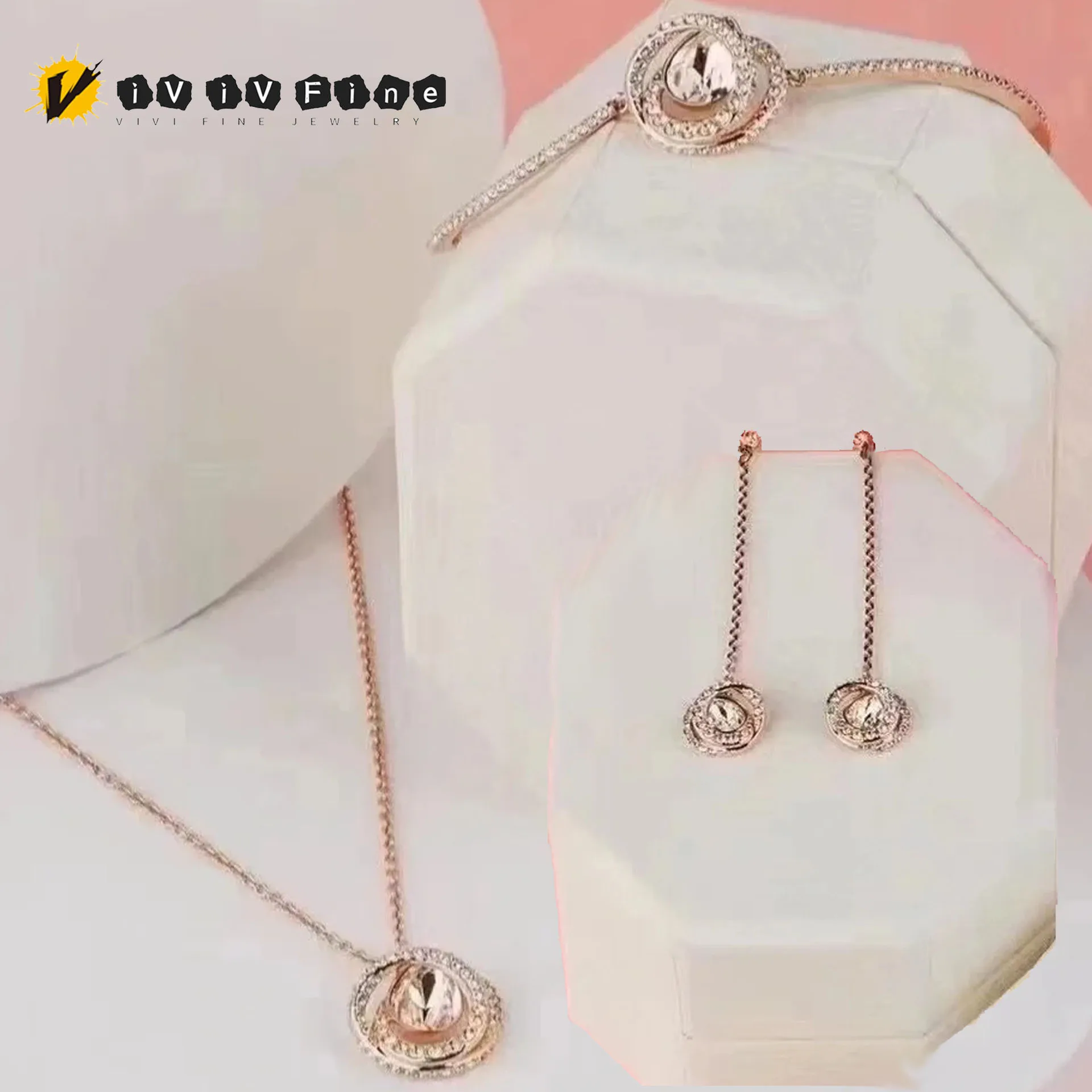 

2025 New Original Fine Jewelry Sets Fashion for Women Hollow Pendant Necklace Earrings Bracelet Ring Commemorative Gift