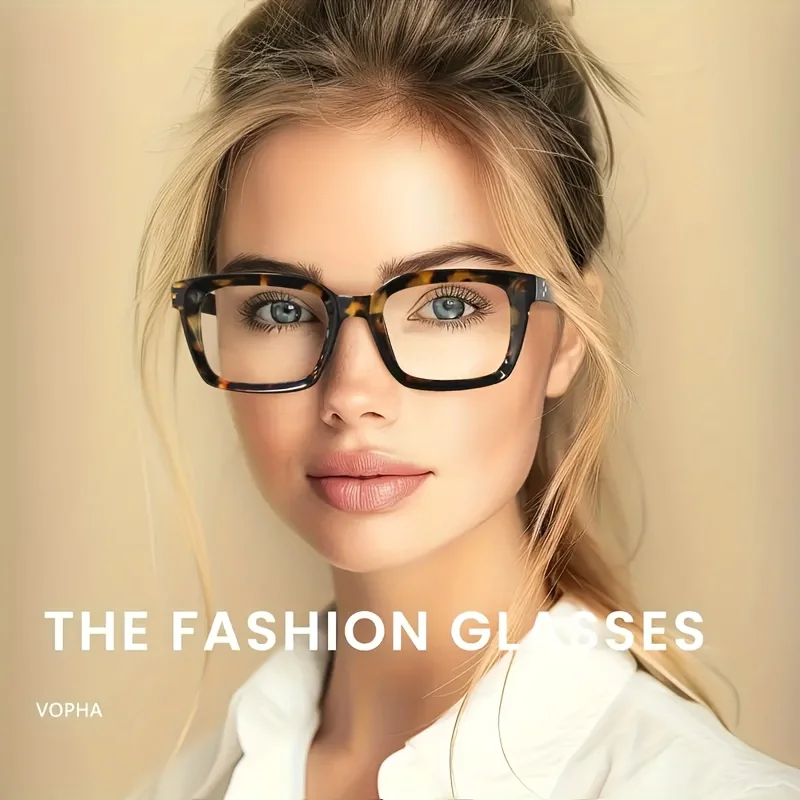 Trendy and fashionable square reading glasses with spring hinges - tortoiseshell shell, solid brown and leopard print frame