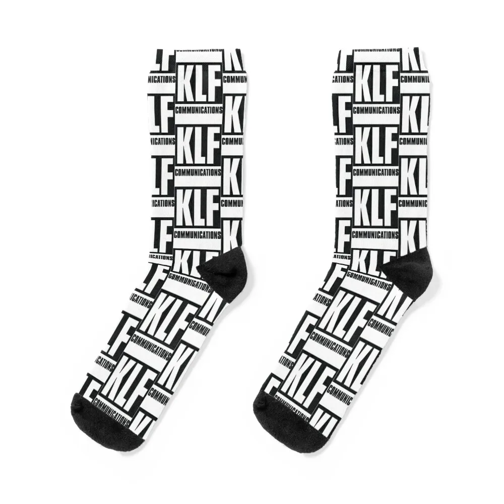 

KLF Communications (black bg, white letters) Socks hockey luxury with print loose Men Socks Luxury Brand Women's