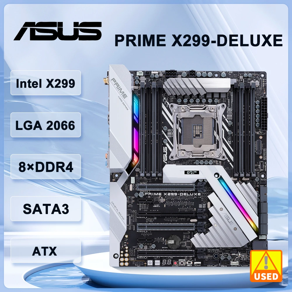 

Материнская плата Asus PRIME X299-DELUXE LGA 2066 Intel X299 с поддержкой Core I9-10940X I9-9900X I7-9800X i7-7740X Процессор M.2 DDR 128 ГБ ATX