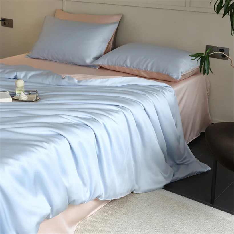 Mulberry Silk Bedding Set Luxury Natural 100% Silk Duvet Cover Set Bed Sheet Pillowcase Single Double Bedsheet King Queen Size image 3