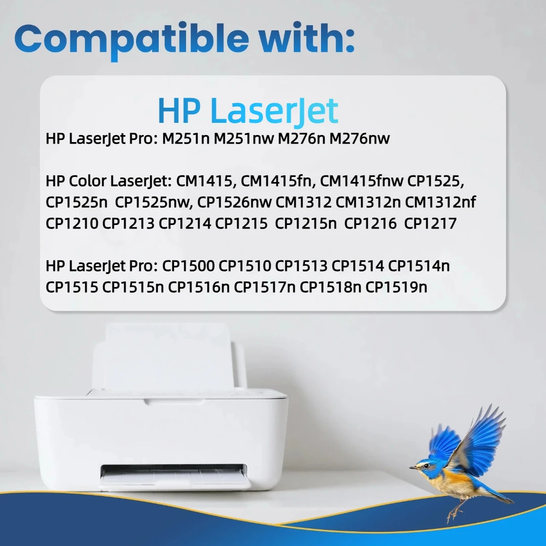 Jhaan 125A Tonerkartuschen kompatibel mit HP125A CB540A CB541A CB542A CB543A für HP Color Laserjet CM1312 CP1215 CP1514 CP1515 – Detail 3