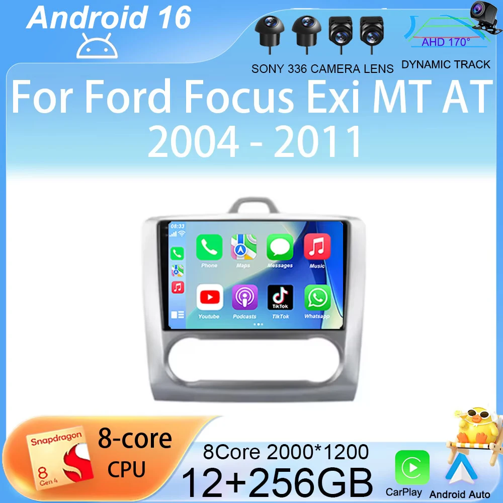 

Автомагнитола Android 16 9 дюймов 2 Din с 4G+WiFi для Ford Focus Exi MT AT 2004-2011, мультимедийный плеер, GPS-навигация, головное устройство (НЕ 2DIN)