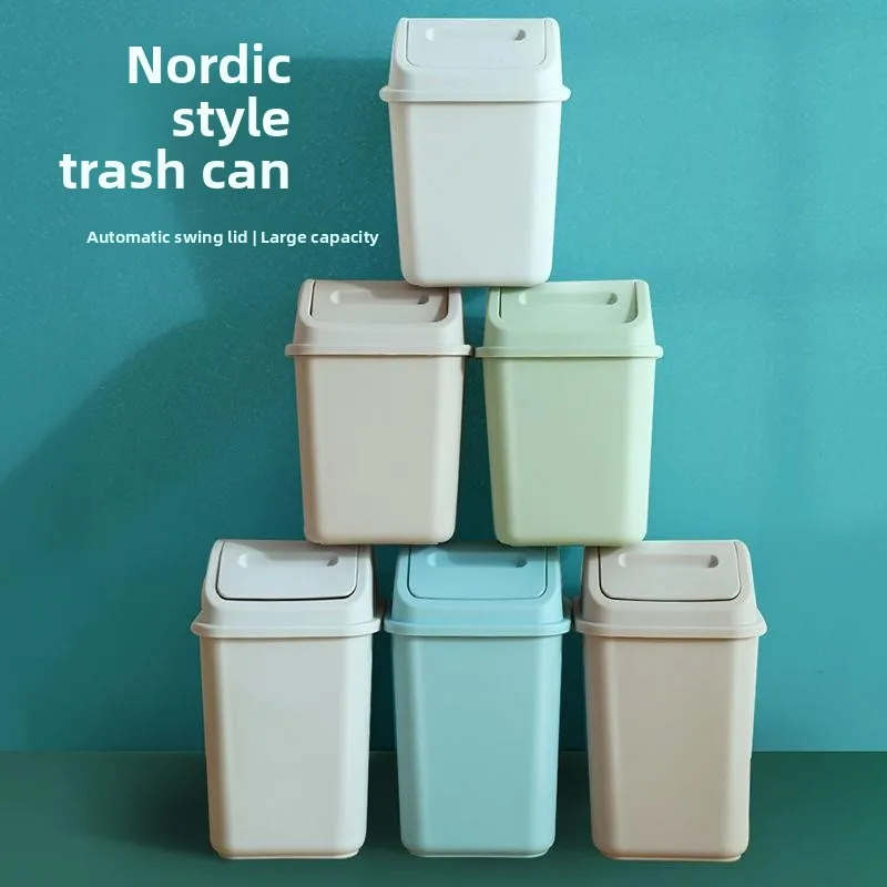 

Большое мусорное ведро с откидной крышкой для гостиной и ванной комнаты, практичное кухонное мусорное ведро для домашнего использования