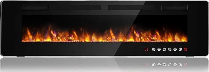 BOSSIN 72 inch Ultra-Thin Silence Linear Electric Fireplace, Recessed Wall Mounted Fireplace, Fit for 2 x 4 and 2 x 6 Stud