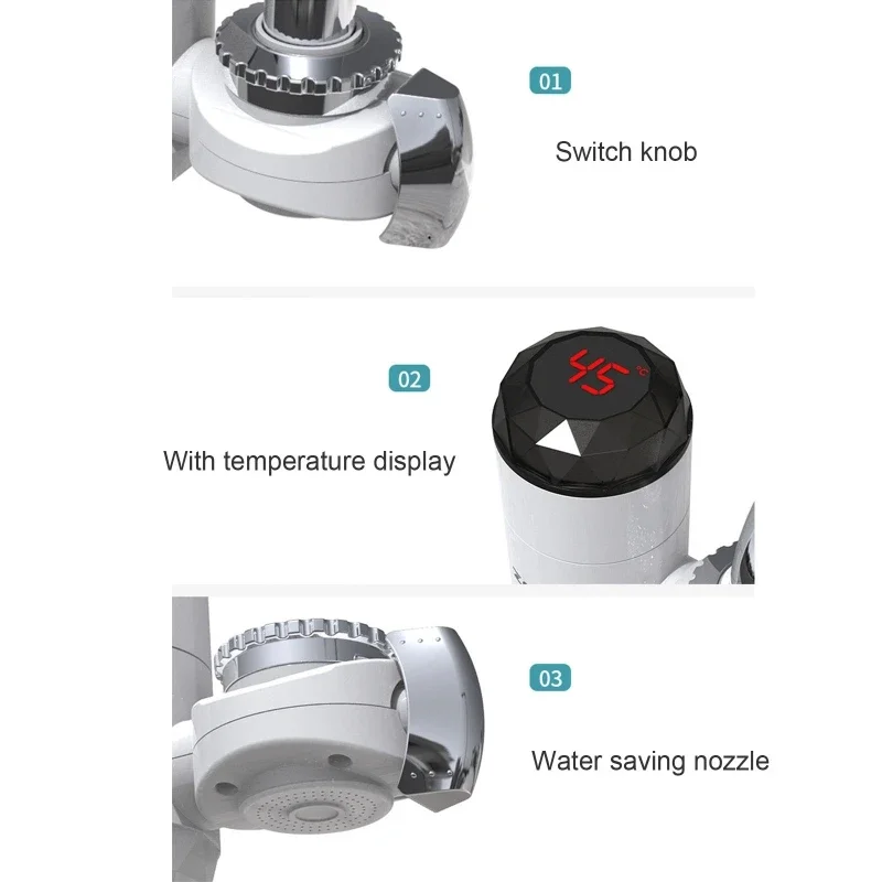 Мгновенный водонагреватель для душа, безрезервуарный кран, кухонный кран для быстрой нагрева с цифровым дисплеем