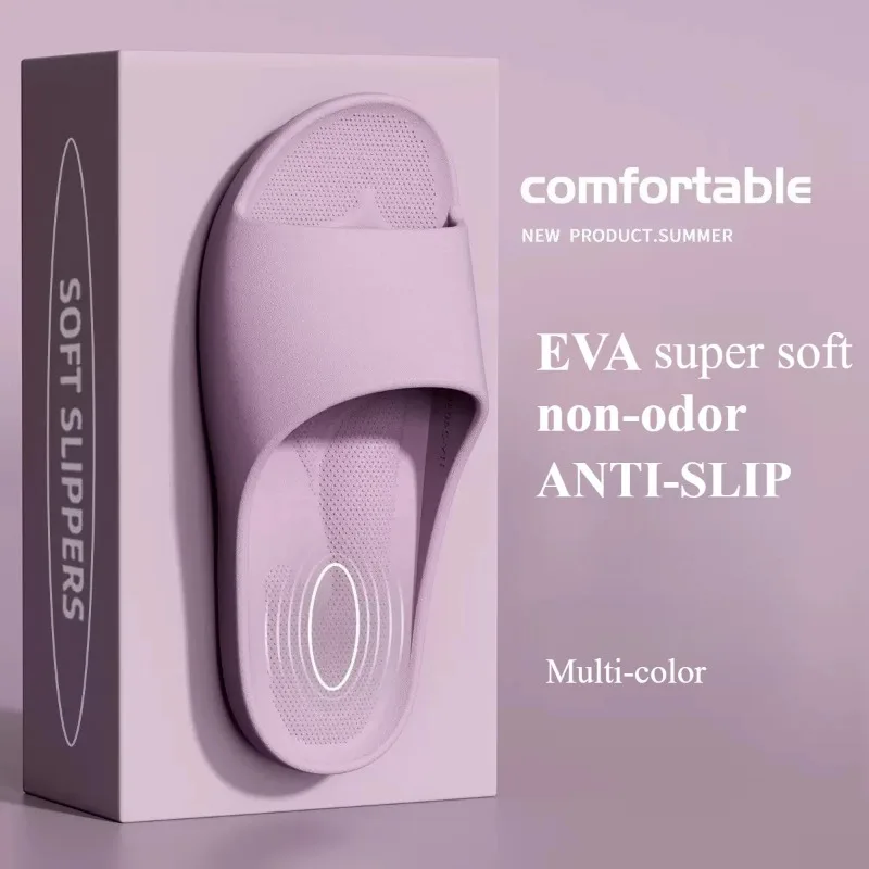 Couple EVA Platform Slippers Soft Breathable Non Slip Slides Lightweight Indoor Bathroom Shoes for Men Women view 5