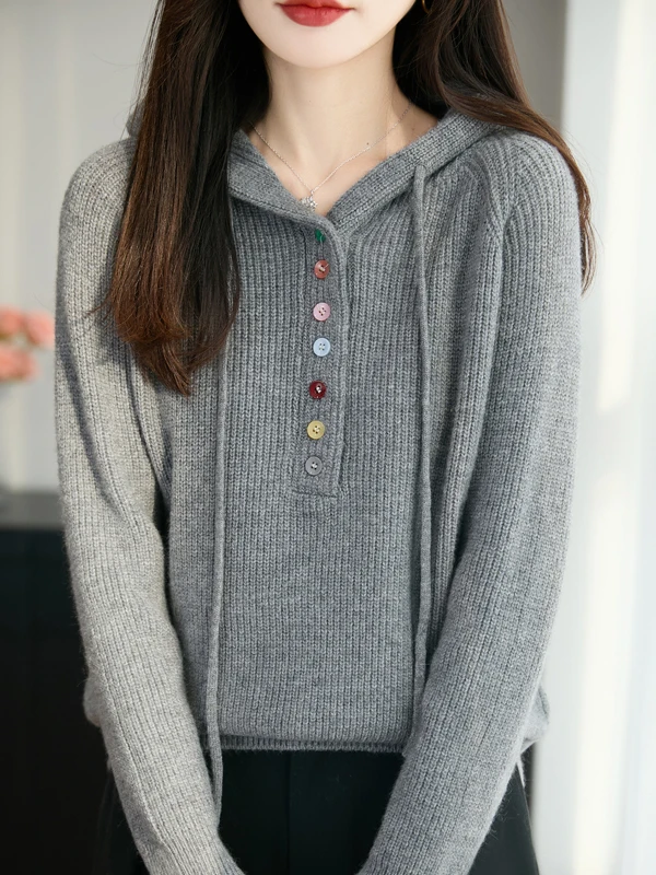 

Ретро-свитер в полоску с круглым вырезом и длинными рукавами, женский, осенне-зимний, свободный, стройнящий, с капюшоном, термобелье