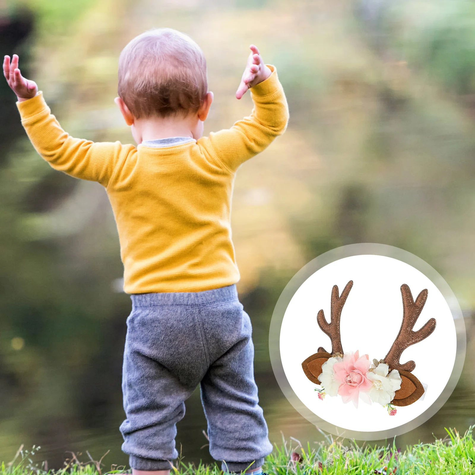 

Xmas Deer Horn Headband Baby Girl Christmas Antler Elk Ears Decorative Elastic Headband Toddler Party Accessory