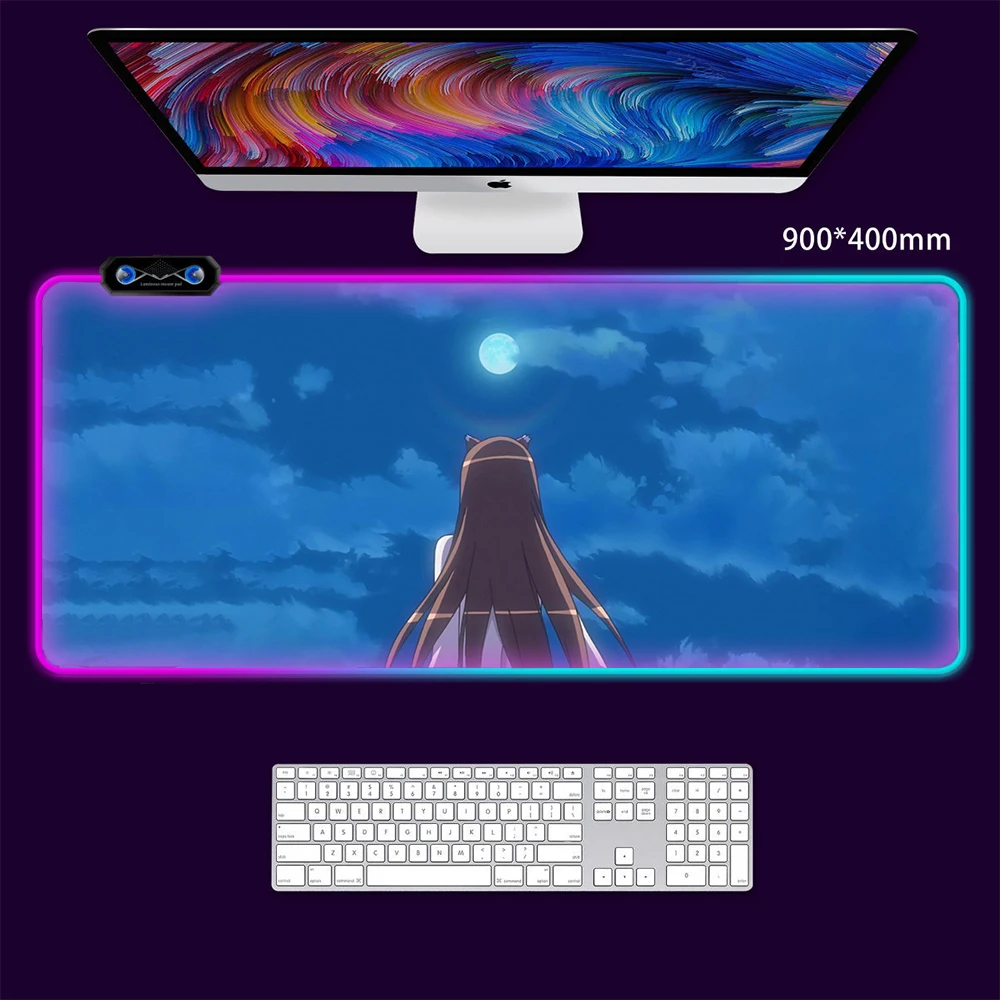 

spice and wolf RGB Mouse Pad Animation Abstract Large 900x400 Player XXL PC Desktoppad Keyboard Non-slippad Non-slippad