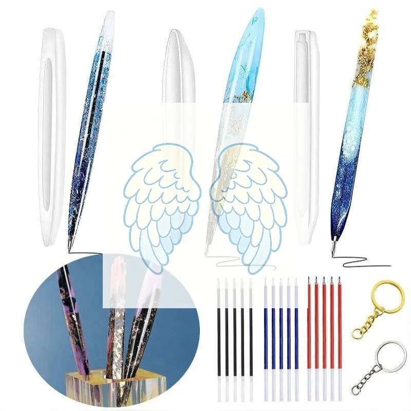 1/3/10/15Pcs Epoxy Resin Casting Molds Transparent Pen Bookmark Heart-Shaped Keychains Silicone Mold For Handmade Stationery