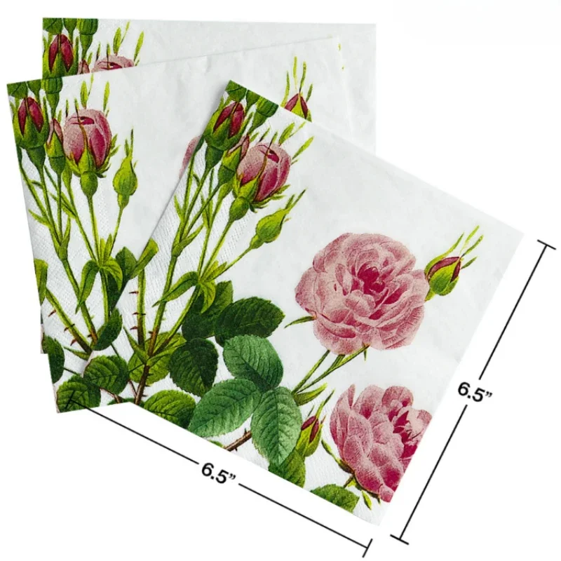 Summer Flora Cocktail Tissue 2-ply Food Grade Printed Butterfly Bone Bart Fragrance Free Drawer Paper 10pcs