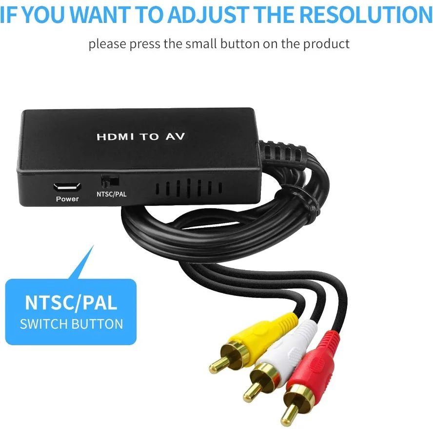 1080P HDMI-zu-AV-Konverter, HDMI-kompatibel zu RCA Composite Video Audio Adapter, unterstützt PAL/NTSC für TV Stick Android TV Box – Detail 2