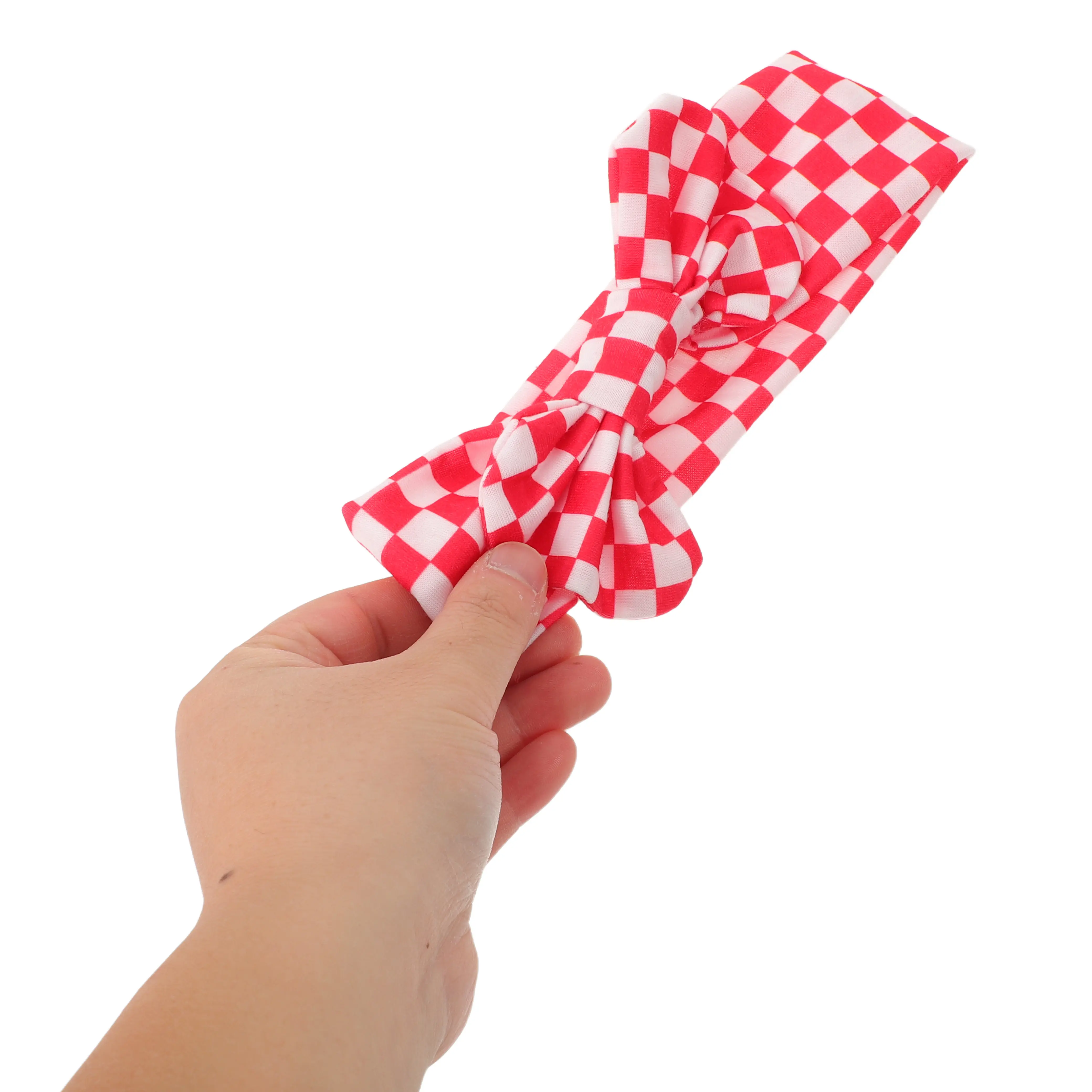 

3pcs Baby Headbands Red White Checkered Elastic Bow For 6-12 Months Newborn Hair Accessories Toddler Girls Daily Wear Party