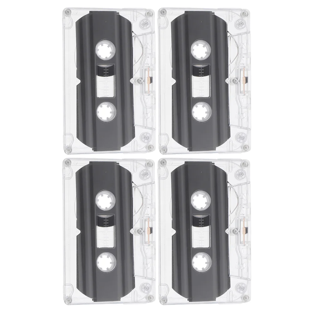 4 Pcs Blank Audio Tape Cassette Tapes Empty for Recording Outer Box Recordable Plastic