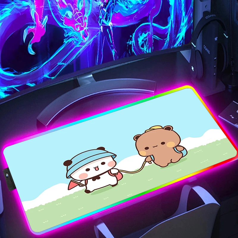 BuBu DuDu Cute Extended Mouse Pad Pc Accessories Backlight Gaming Mousepad Cool Large Rgb Desk Protector Gamer Keyboard Mat Xxl