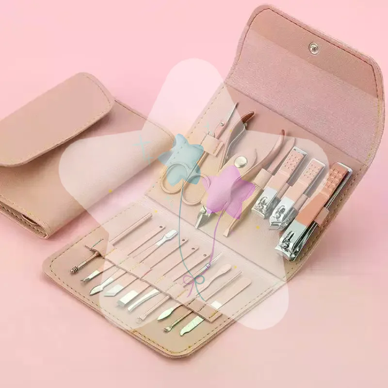 19 Pcs Professional Manicure Set Carbon Steel Nail Grooming Tools Portable Case for Home Daily & Travel Use