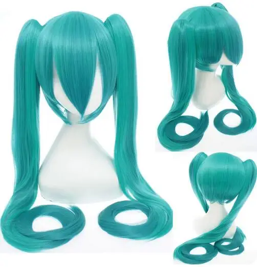 Vocaloid Cosplay Wigs Long Green With 2 Clip Japan Midi Dress Beginner Future Synthetic Hair Wig