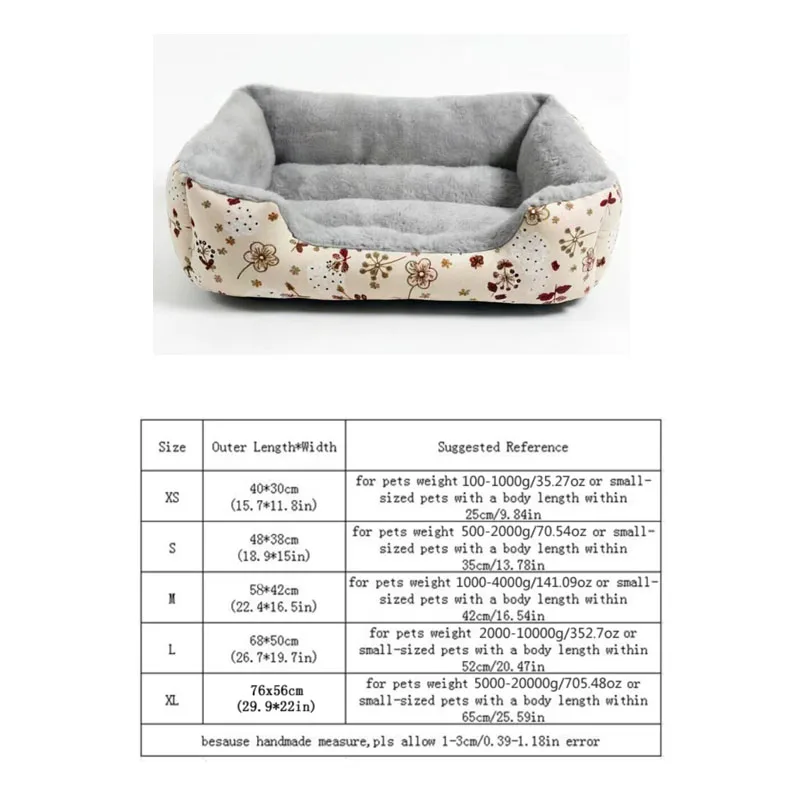 Cama de felpa floral cálida para perros y gatos todas las tallas - imagen 3