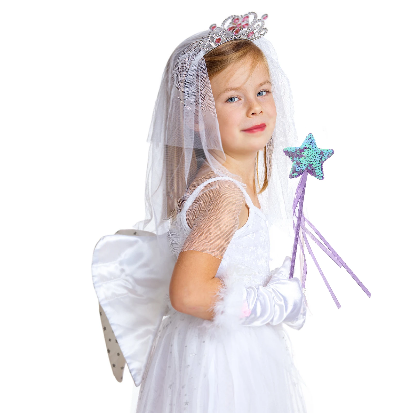 

6pcs Wands Ribbon Design Sequins Girls Kids Party Party Cosplay Fairy Wands Costume Props Toys Stage Performance Decorative