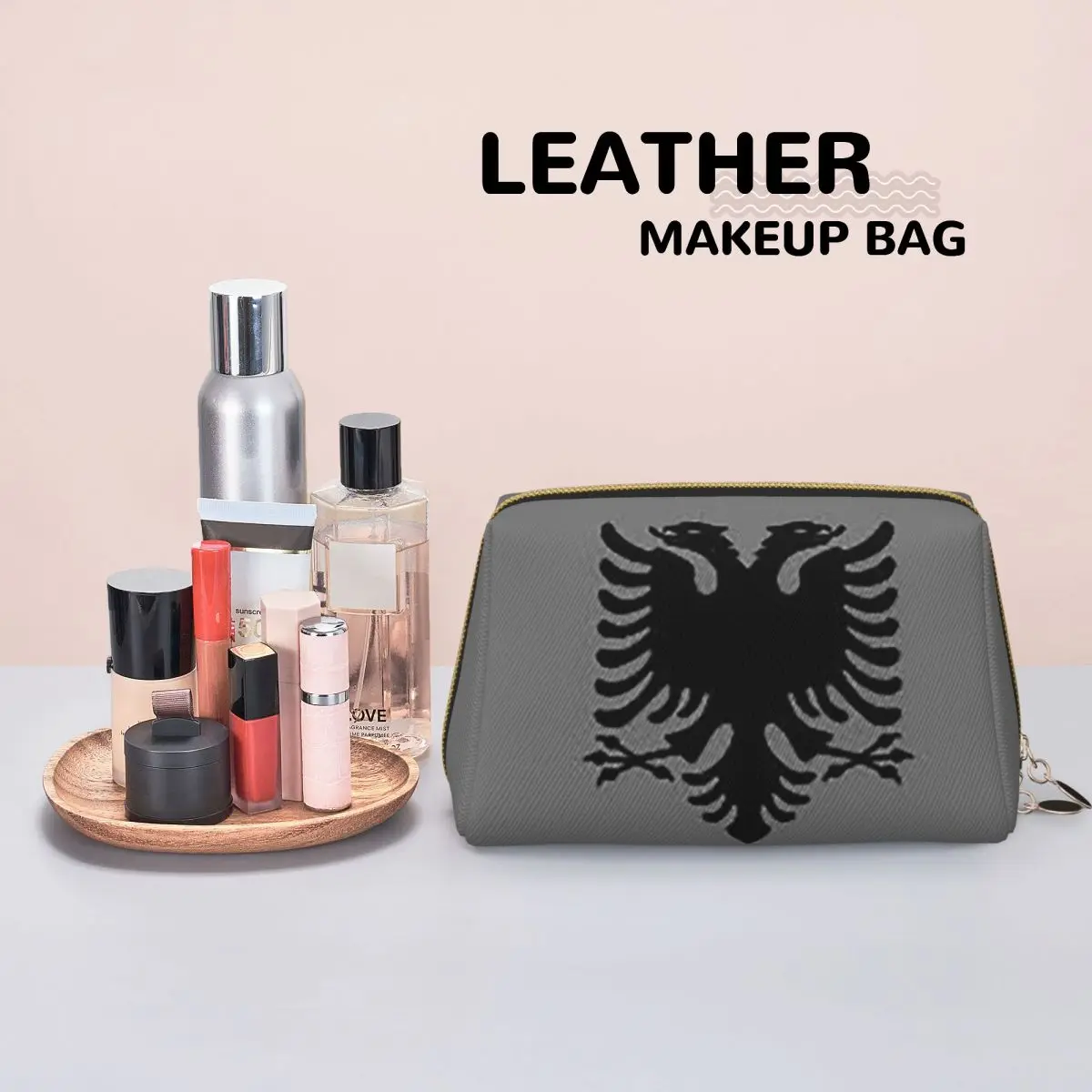 Retro Albania Flag Albanian Eagle  Women Cosmetic Bags Travel Makeup Organizer Pouch Toiletry Storage Dopp Kit Box