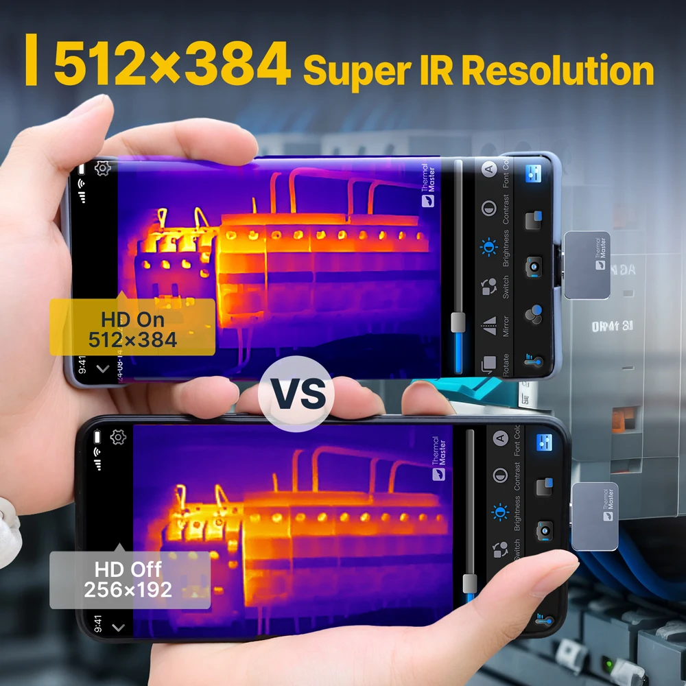 Câmera de imagem térmica P2 para telefone Android 512 × 384 Resolução 600 ℃   Faixa de temperatura com estojo portátil