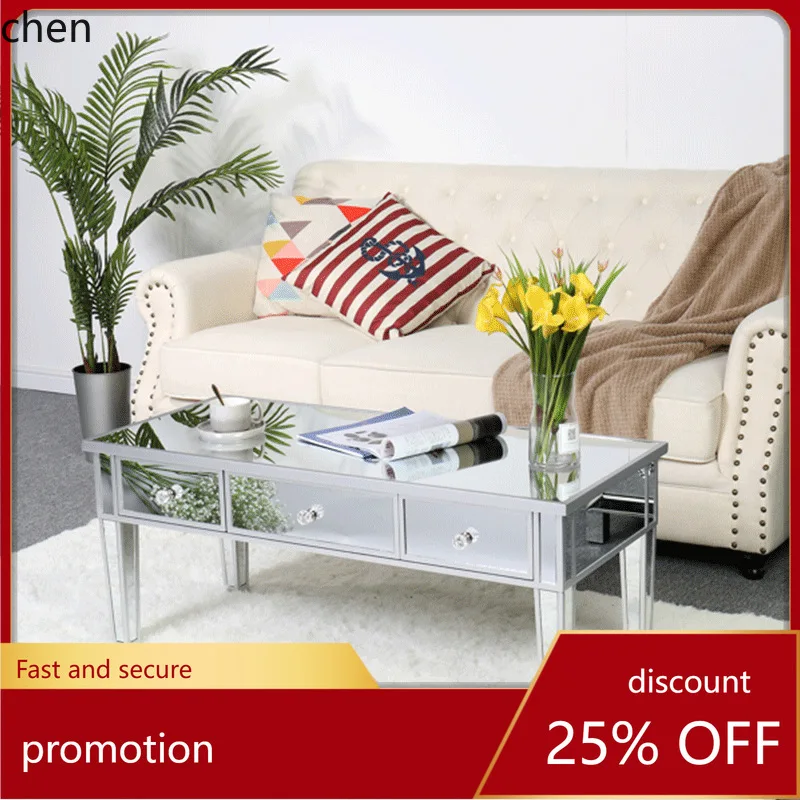 CZ Manufacturer Wholesale Mirror Glass Storage Drawer Cabinet Living Room Home Sofa Coffee Table Side Table