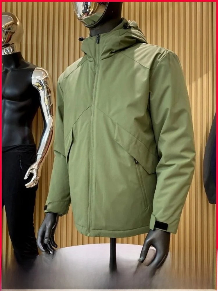 

aphene Self-Heating Thiened Outdoor Men's Cotton Jaet Windproof Waterproof Winter Warm Hooded Poly Fiber Long Sve Zi...