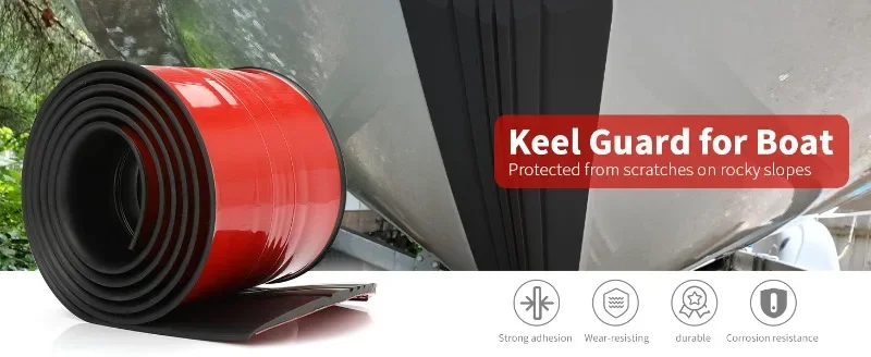 Bootskielschutz für Glasfaser- und Aluminiumboote, robust, selbstklebend, zum Schutz des Rumpfes vor Kratzern durch Steine und Rampen. – Detail 1