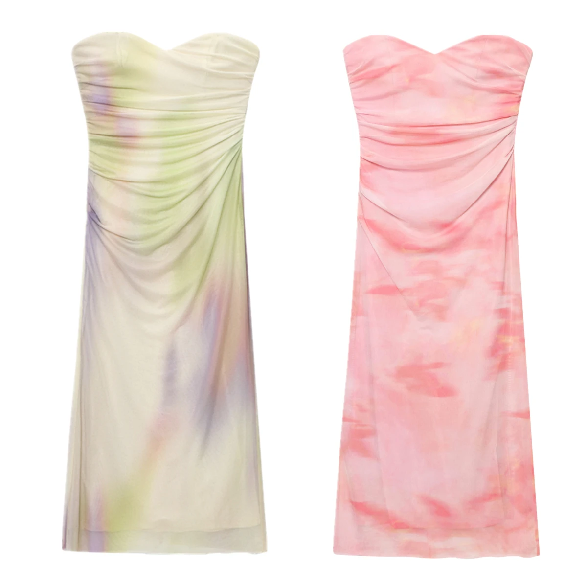 

Dave&Di Ins Fashion Blogger Colorful Tie-dyed Mesh dress Sexy Tube Dress Off Shoulder Party Dresses Vestidos Dress Female