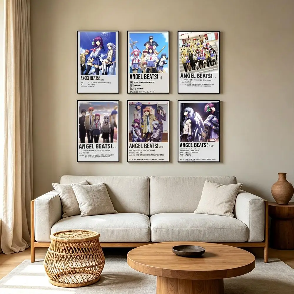 A-Angel Beats Animation Poster Print Art Pictures Home For Living Room And Bedroom Wall Decor Frameless Painting