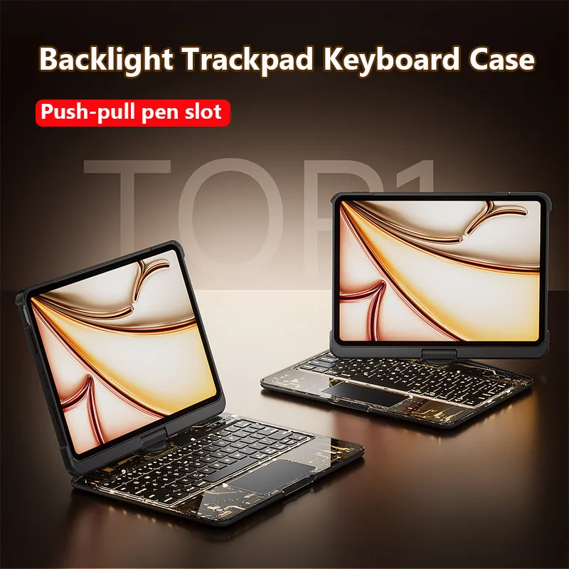 

Чехол с сенсорной панелью для IPad 2025 11-го поколения A16 11 дюймов Air 11 Air6 Air 7 M3, беспроводная подсветка, трекпад, чехол для клавиатуры