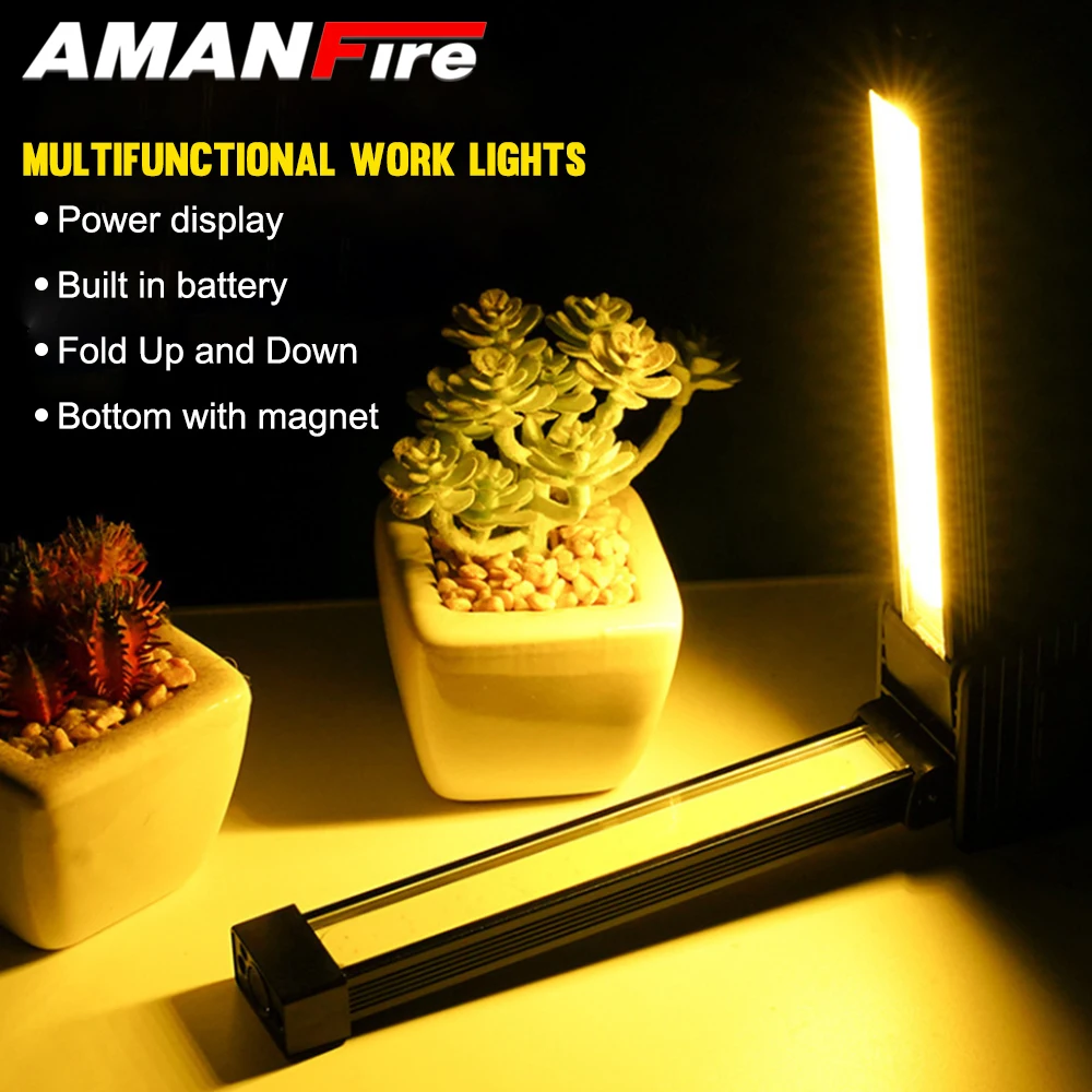 Amanfire FT32 Work Light COB+XPE LED Light 500LM Folding Super Bright flashlight Built-in Battery Working Lighting