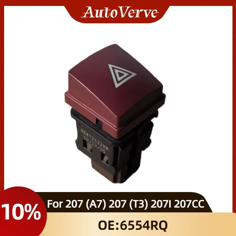 Hazard Light Switch Hazard Warning Light Switch 6554RQ for Peugeot 207 (A7) 207 (T3) 207I 207CC